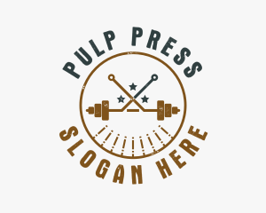 Hipster Workout Barbell logo design