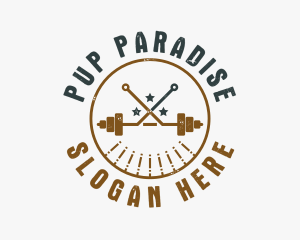 Hipster Workout Barbell logo design