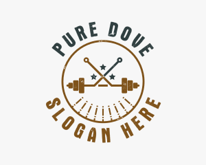 Hipster Workout Barbell logo design