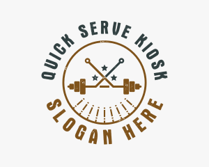 Hipster Workout Barbell logo design