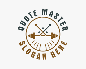 Hipster Workout Barbell logo design