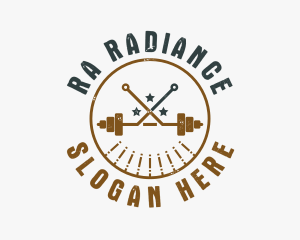 Hipster Workout Barbell logo design