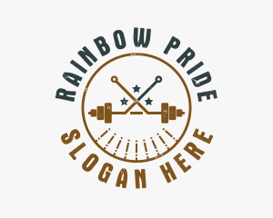 Hipster Workout Barbell logo design