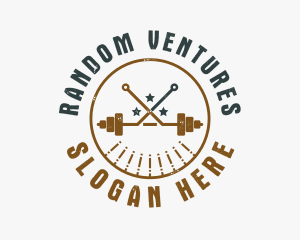 Hipster Workout Barbell logo design