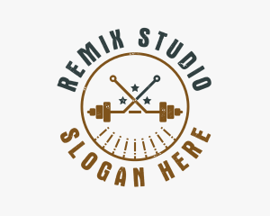 Hipster Workout Barbell logo design