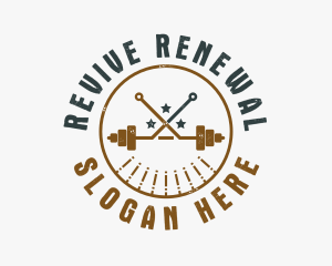 Hipster Workout Barbell logo design