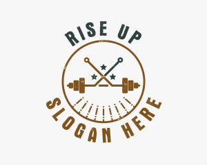 Hipster Workout Barbell logo design