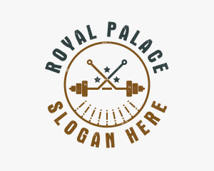 Hipster Workout Barbell logo design