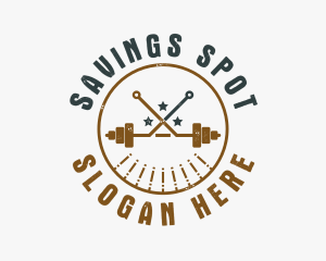 Hipster Workout Barbell logo design