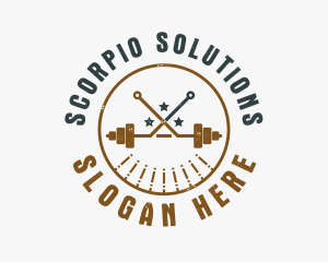 Hipster Workout Barbell logo design