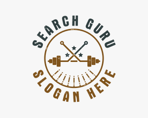 Hipster Workout Barbell logo design