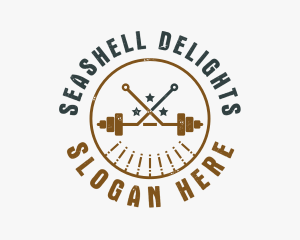 Hipster Workout Barbell logo design