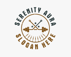 Hipster Workout Barbell logo design