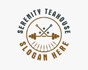 Hipster Workout Barbell logo design