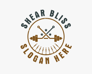 Hipster Workout Barbell logo design