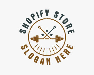 Hipster Workout Barbell logo design