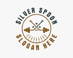 Hipster Workout Barbell logo design