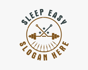 Hipster Workout Barbell logo design