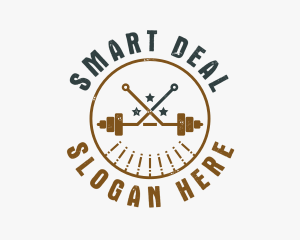 Hipster Workout Barbell logo design