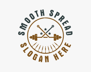 Hipster Workout Barbell logo design