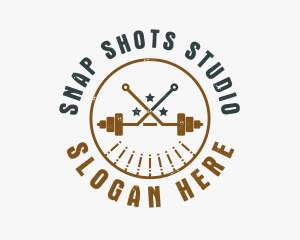 Hipster Workout Barbell logo design