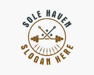 Hipster Workout Barbell logo design