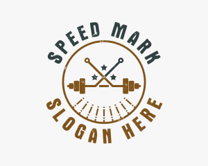 Hipster Workout Barbell logo design