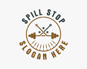 Hipster Workout Barbell logo design