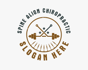 Hipster Workout Barbell logo design