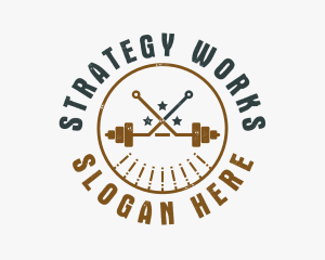 Hipster Workout Barbell logo design