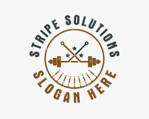 Hipster Workout Barbell logo design