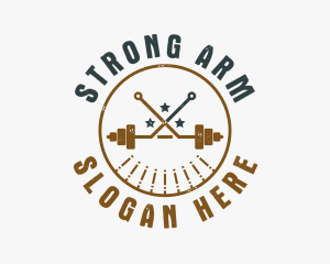 Hipster Workout Barbell logo design