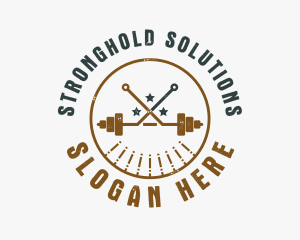 Hipster Workout Barbell logo design