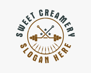 Hipster Workout Barbell logo design