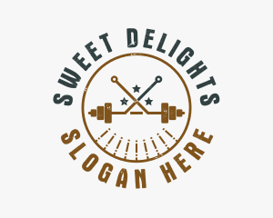 Hipster Workout Barbell logo design