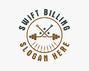 Hipster Workout Barbell logo design