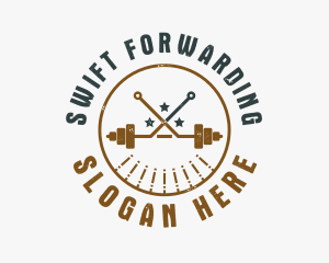 Hipster Workout Barbell logo design