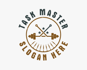 Hipster Workout Barbell logo design