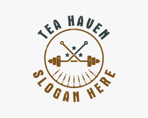 Hipster Workout Barbell logo design