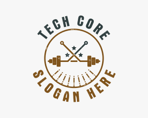 Hipster Workout Barbell logo design