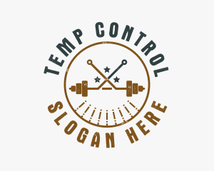 Hipster Workout Barbell logo design