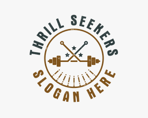 Hipster Workout Barbell logo design