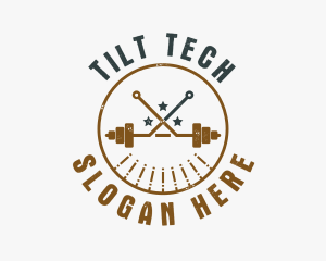 Hipster Workout Barbell logo design