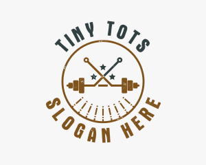 Hipster Workout Barbell logo design