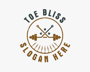 Hipster Workout Barbell logo design