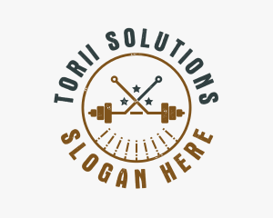 Hipster Workout Barbell logo design