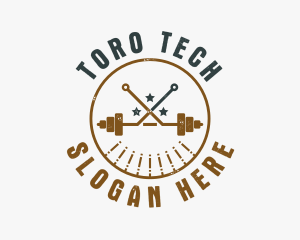 Hipster Workout Barbell logo design