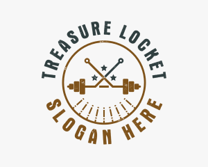 Hipster Workout Barbell logo design