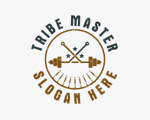 Hipster Workout Barbell logo design