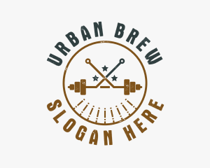 Hipster - Hipster Workout Barbell logo design